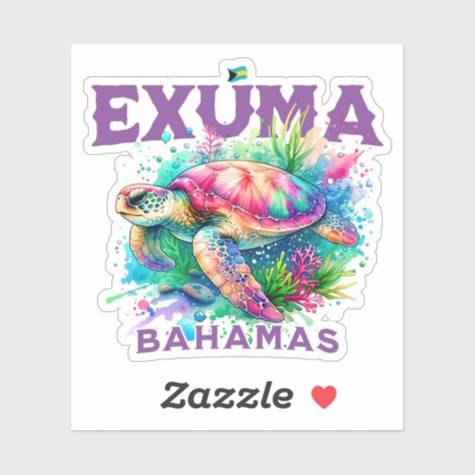 Bahamas Souvenir Gift: Exuma Bahamas Zee Schildpad Sticker (Vel)