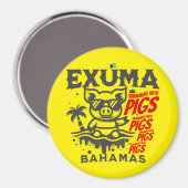 Bahamas Souvenir Gift: Exuma Bahamas Zwemvarkens Magneet (Voorkant / Achterkant)