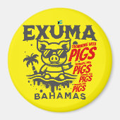 Bahamas Souvenir Gift: Exuma Bahamas Zwemvarkens Magneet (Voorkant)