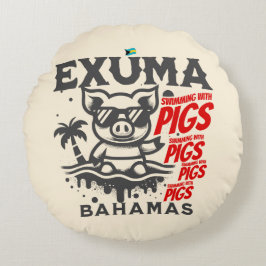 Bahamas Souvenir Gift: Exuma Bahamas Zwemvarkens Rond Kussen
