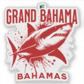 Bahamas Souvenir Gift: Grand Bahama Bahamas Shark Sticker (Voorkant)