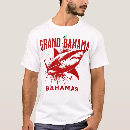 Bahamas Souvenir Gift: Grand Bahama Bahamas Shark T-shirt (Voorkant)