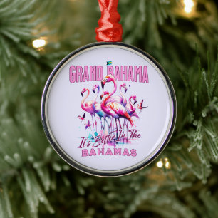 Bahamas Souvenir Gift: Grand Bahama Flamingo Bird Metalen Ornament