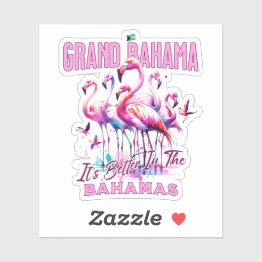 Bahamas Souvenir Gift: Grand Bahama Flamingo Bird Sticker (Vel)