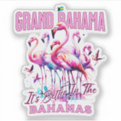 Bahamas Souvenir Gift: Grand Bahama Flamingo Bird Sticker (Voorkant)
