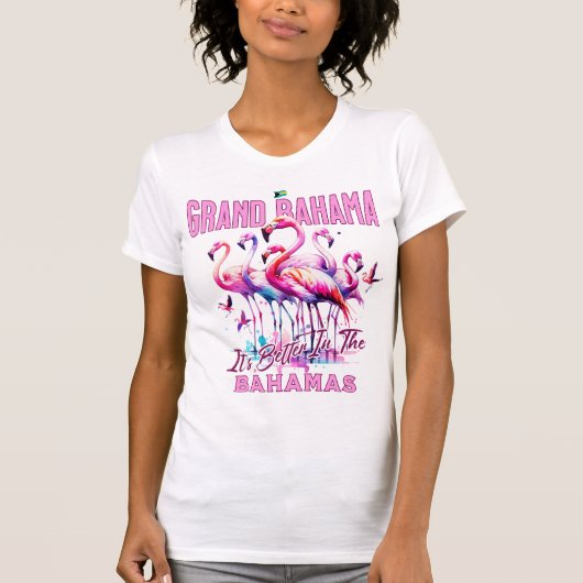 Bahamas Souvenir Gift: Grand Bahama Flamingo Bird T-shirt (Voorkant)