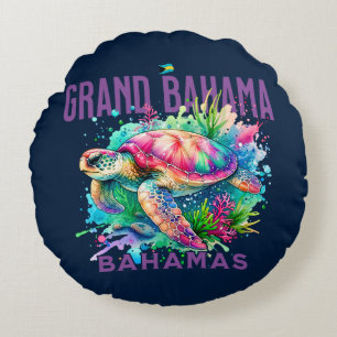 Bahamas Souvenir Gift: Grand Bahama Zee Schildpad Rond Kussen