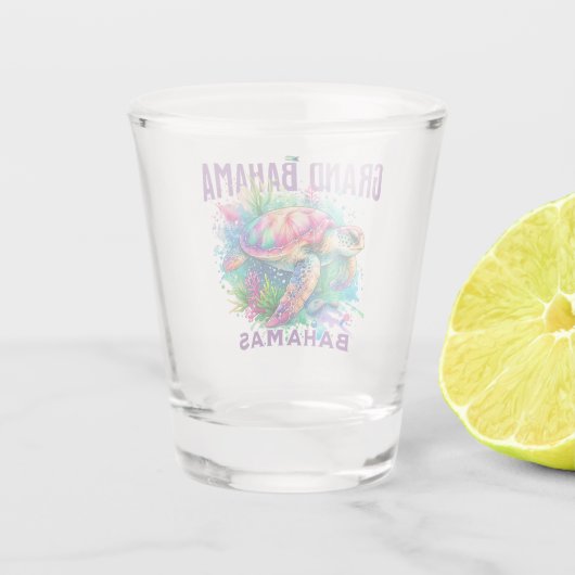 Bahamas Souvenir Gift: Grand Bahama Zee Schildpad Shot Glas (Achterkant)