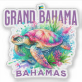 Bahamas Souvenir Gift: Grand Bahama Zee Schildpad Sticker (Voorkant)