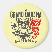 Bahamas Souvenir Gift: Grand Bahama Zwemvarkens Magneet (Voorkant)