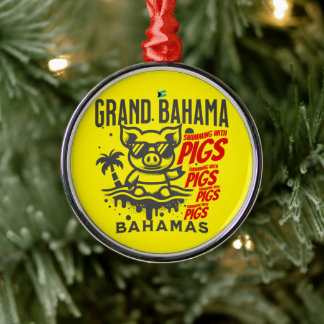Bahamas Souvenir Gift: Grand Bahama Zwemvarkens Metalen Ornament