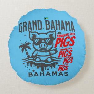 Bahamas Souvenir Gift: Grand Bahama Zwemvarkens Rond Kussen