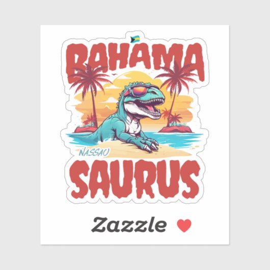Bahamas Souvenir Gift: Nassau Bahama Saurus T-Rex Sticker (Vel)