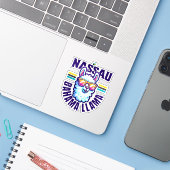 Bahamas Souvenir Gift: Nassau Bahamas Bahama Llama Sticker (Laptop met iPhone)