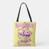 Bahamas Souvenir Gift: Nassau Bahamas Flamingo Tote Bag (Achterkant)
