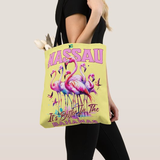 Bahamas Souvenir Gift: Nassau Bahamas Flamingo Tote Bag (Dichtbij)