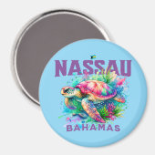 Bahamas Souvenir Gift: Nassau Bahamas Zee Schildpa Magneet (Voorkant / Achterkant)