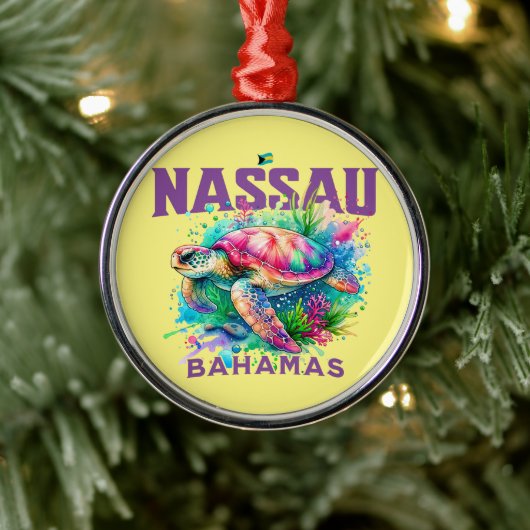 Bahamas Souvenir Gift: Nassau Bahamas Zee Schildpa Metalen Ornament (Boom)