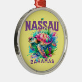 Bahamas Souvenir Gift: Nassau Bahamas Zee Schildpa Metalen Ornament (Rechts)