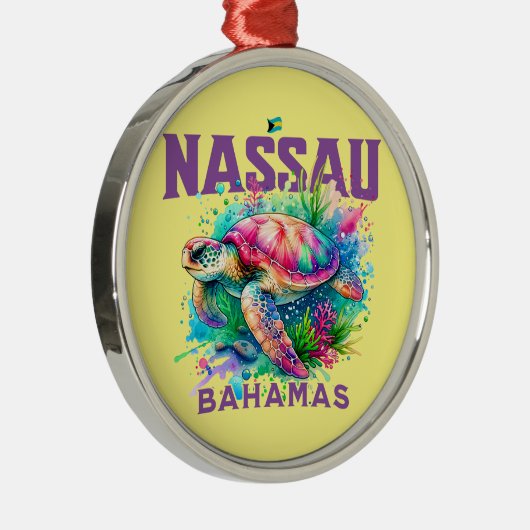 Bahamas Souvenir Gift: Nassau Bahamas Zee Schildpa Metalen Ornament (Rechts)