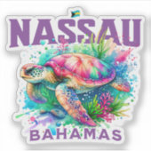 Bahamas Souvenir Gift: Nassau Bahamas Zee Schildpa Sticker (Voorkant)