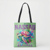 Bahamas Souvenir Gift: Nassau Bahamas Zee Schildpa Tote Bag (Voorkant)