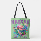 Bahamas Souvenir Gift: Nassau Bahamas Zee Schildpa Tote Bag (Achterkant)
