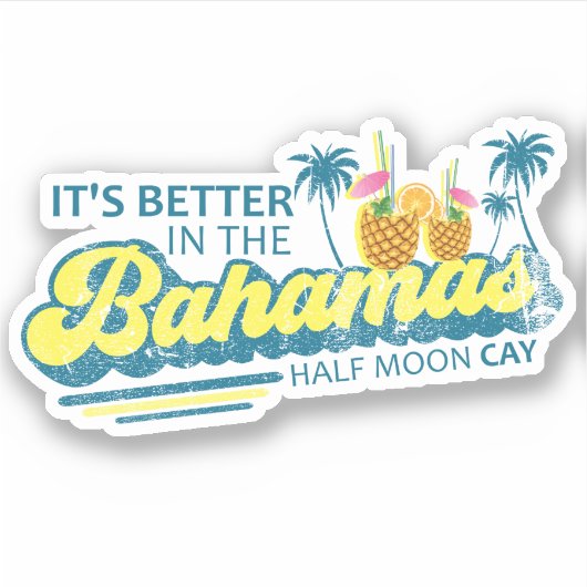 Bahama's Sticker Halve Maan Cay Vakantie Cruise (Voorkant)