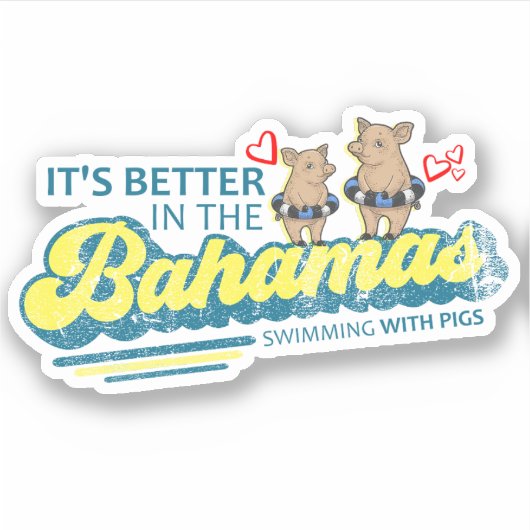 Bahama's Sticker Zwemvarkens Vakantie Cruise (Voorkant)