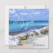 BAHAMAS STRAND TROUWEN Save the Date Magnetische Uitnodiging (Voorkant)