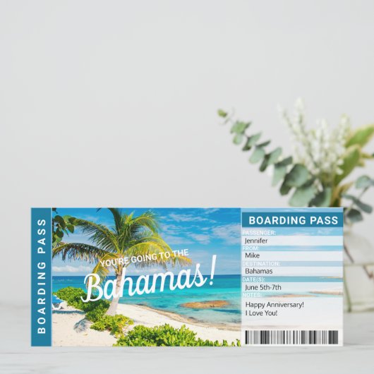Bahamas Surprise Trip boarding Pass Cicket (Staand voorkant)