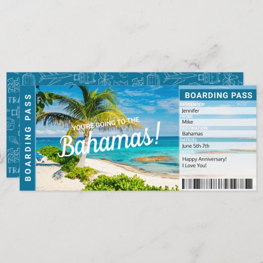 Bahamas Surprise Trip boarding Pass Cicket (Voorkant / Achterkant)