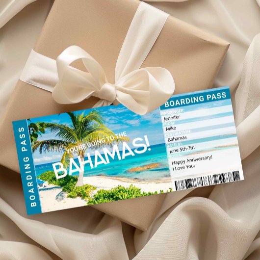 Bahamas Surprise Trip Boarding Pass Gift Card Kaart
