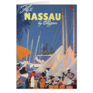 Bahamas Travel Art, Fly Nassau door Clipper