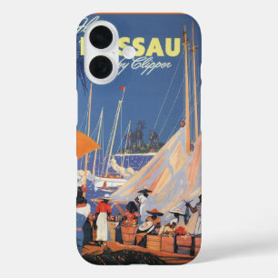  Bahamas Travel Art, Fly Nassau door Clipper iPhone 16 Hoesje