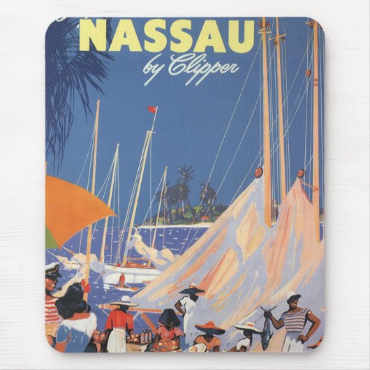Bahamas Travel Art, Fly Nassau door Clipper Muismat (Voorkant)