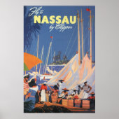  Bahamas Travel Art, Fly Nassau door Clipper Poster (Voorkant)