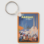 Bahamas Travel Art, Fly Nassau door Clipper Sleutelhanger (Voorkant)