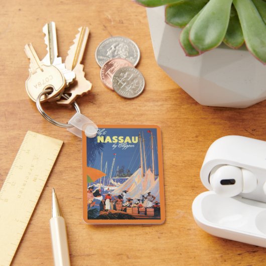Bahamas Travel Art, Fly Nassau door Clipper Sleutelhanger (Bureau)