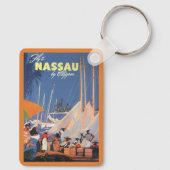 Bahamas Travel Art, Fly Nassau door Clipper Sleutelhanger (Achterkant)