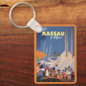 Bahamas Travel Art, Fly Nassau door Clipper Sleutelhanger (Voorkant)