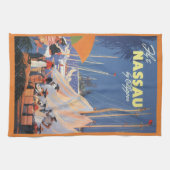 Bahamas Travel Art, Fly Nassau door Clipper Theedoek (Horizontaal)