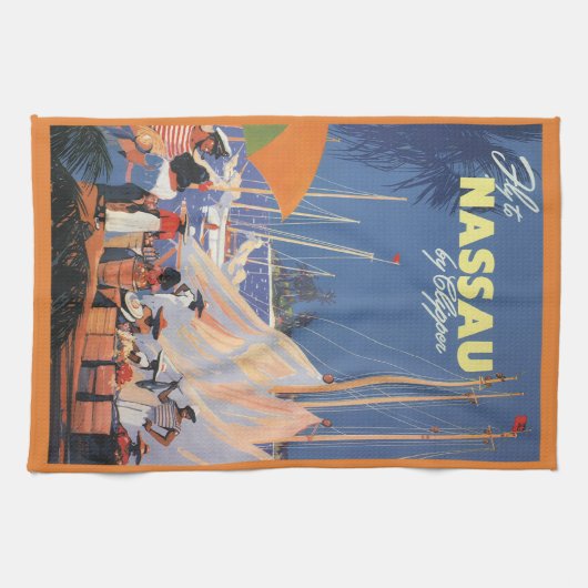  Bahamas Travel Art, Fly Nassau door Clipper Theedoek (Horizontaal)