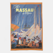  Bahamas Travel Art, Fly Nassau door Clipper Theedoek (Verticaal)