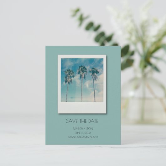 Bahamas Tropical Beach Wedding Save the Date Aankondigingskaart (Staand voorkant)