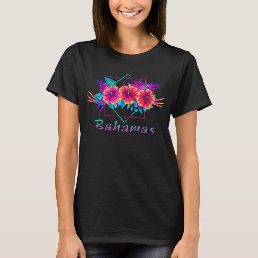 Bahamas Tropical Flower Vacation Beach giften T-shirt (Voorkant)