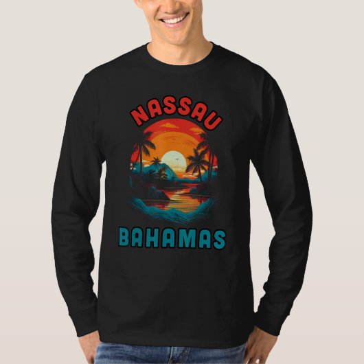 Bahamas Tropical Sunset beach Souvenir Vacation T-shirt (Voorkant)