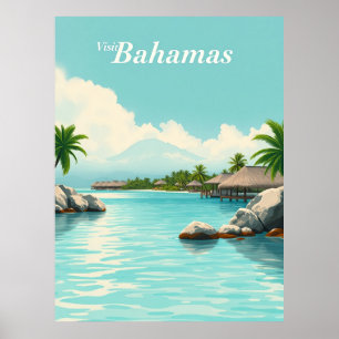 Bahamas – Turkoois Water Vintage Illustratie Poster