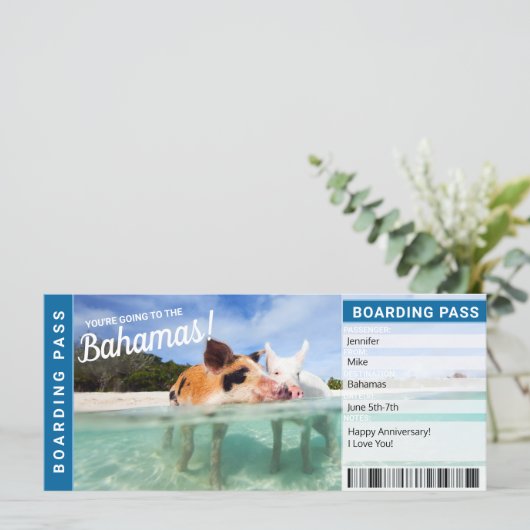 Bahamas Vacation Gift Boarding Pass Ticket (Staand voorkant)