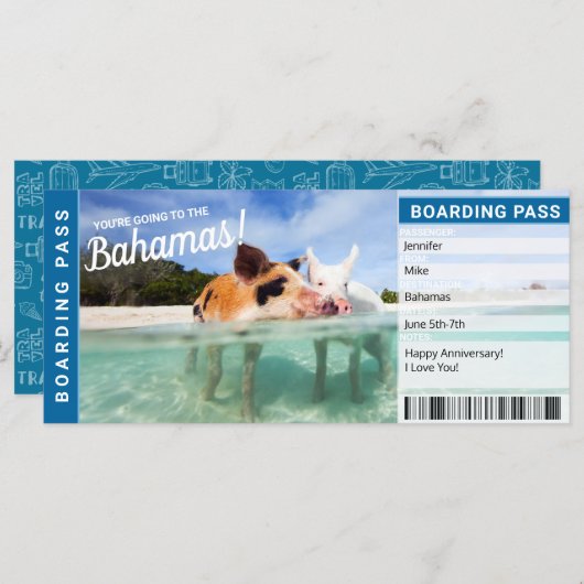 Bahamas Vacation Gift Boarding Pass Ticket (Voorkant / Achterkant)